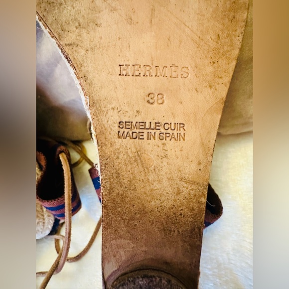 Hermes Leather Knot Wedge Sandals - Picture 11 of 16